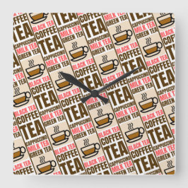 PATRÓN DE TÉ DE CAFÉ, reloj de pared acrílico
