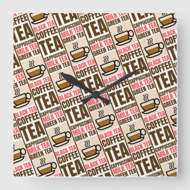 PATRÓN DE TÉ DE CAFÉ, reloj de pared acrílico (Anverso)