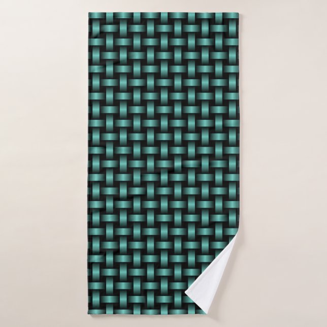 Patrón de tejido negro verde azulado (Toalla de baño)