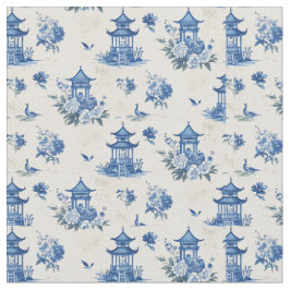 Patrón de tela azul Chinoiserie Tela elegante