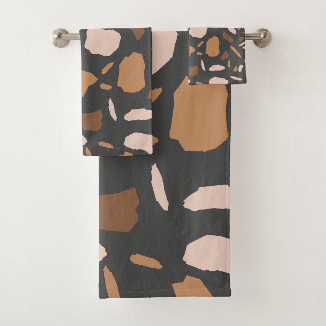 Patrón de terrazo marrón, beige, tan y gris (In situ)