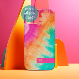 Patrón de Tie Dye Rosa Naranja Verde - nombre pers