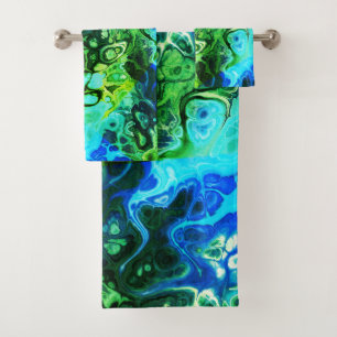 Patrón de tinte de amarre de mármol azul y verde a