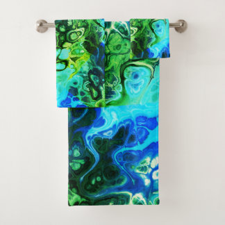 Patrón de tinte de amarre de mármol azul y verde a
