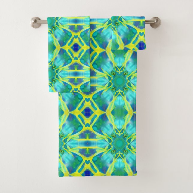 Patrón de tinte de cola azul cobalto y amarillo (In situ)