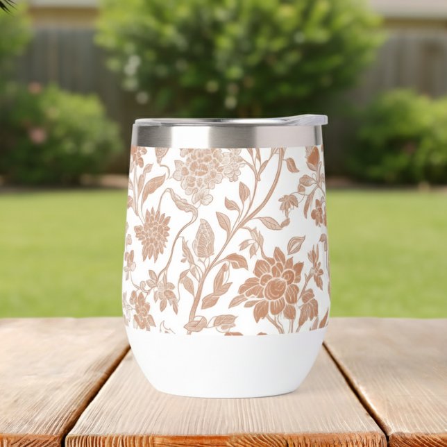 Patrón de toile de terracota floral (Add a touch of rustic charm to your houseware collection with this Floral Terracotta Wine Tumbler!)