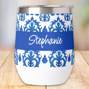 Patrón de Toile Francés Azul con Monograma de Nomb