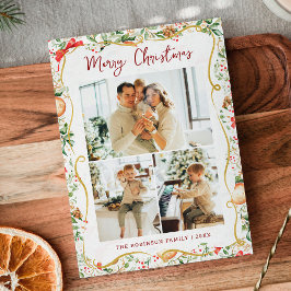 Patrón de vegetación botánica Feliz Navidad 3 Foto