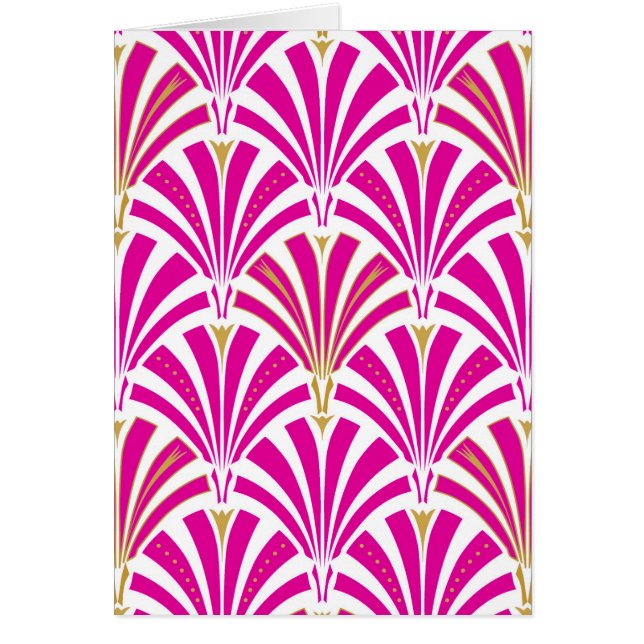 Patrón de ventilador Art Decó - rosa fucsia (Frente)