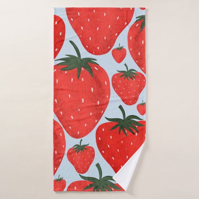 Patrón de verano con fresas aisladas en la luz (Toalla de baño)