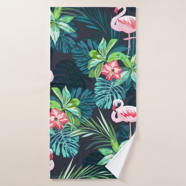 Patrón de verano tropical sin soldadura con flamin (Toalla de baño)