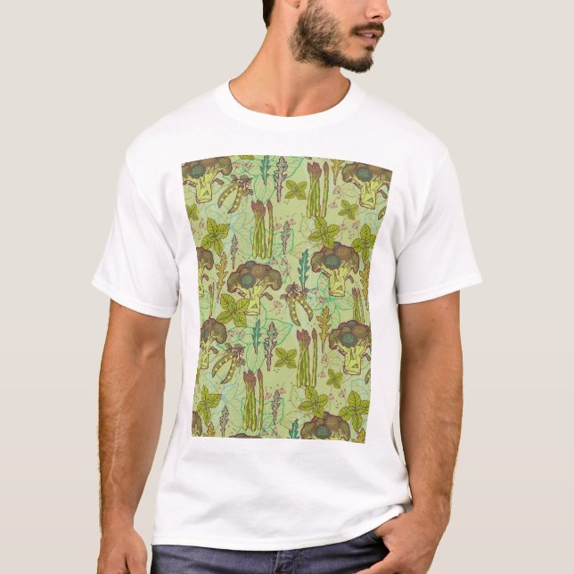 Patrón de verduras verdes. Camiseta gráfica (Anverso)