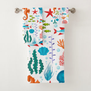 Patrón de vida marina y animales tropicales colori