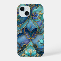 Patrón de vidrio manchado azul y verde personaliza