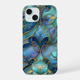 Patrón de vidrio manchado azul y verde personaliza