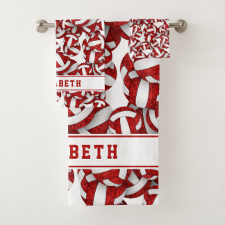 Patrón de voleibol blanco rojo chica personalizado