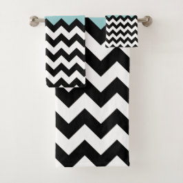 Patrón de zigzag negro y blanco, chevron, azul