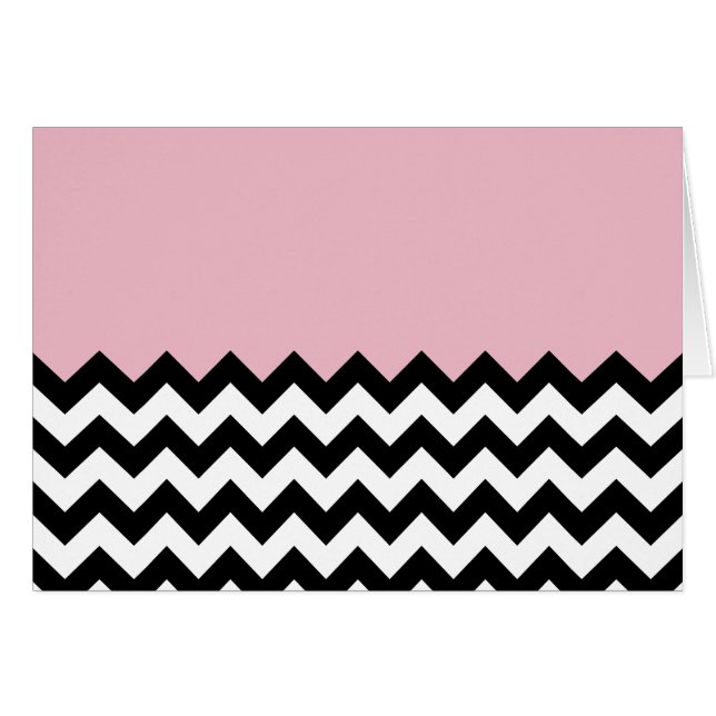 Patrón de zigzag negro y blanco, chevron, rosa (Anverso (Horizontal))