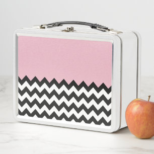 Patrón de zigzag negro y blanco, chevron, rosa