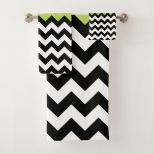 Patrón de zigzag negro y blanco, chevron, verde