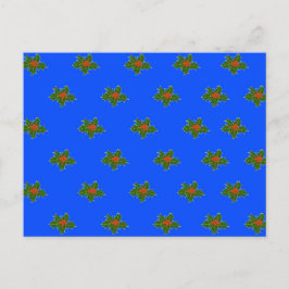 Patrón decorativo de acebo de Navidad en azul
