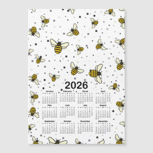 Patrón del calendario 2026 con abejas y puntos