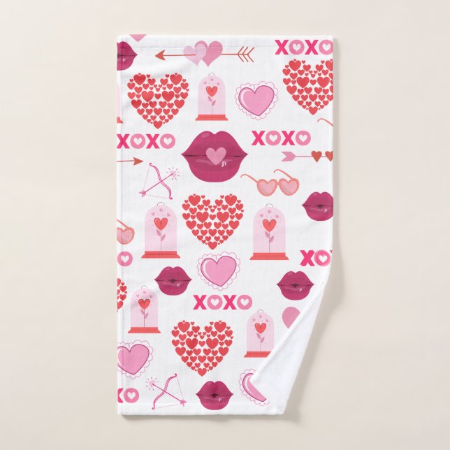 Patrón Día de San Valentín 2023 Fondo con corazón (Toalla de mano)