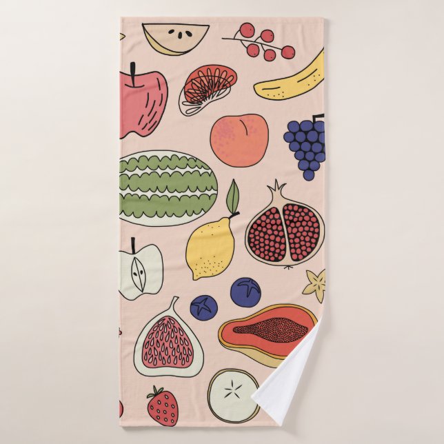Patrón dibujado a mano de fruta (Toalla de baño)