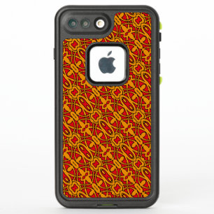 Patrón dibujado de mano roja y naranja