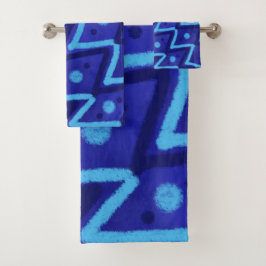 Patrón Divertido de Puntos Zig Zags Azules