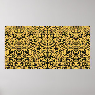 Patrón dorado de arte floral sobre una vinta de ar