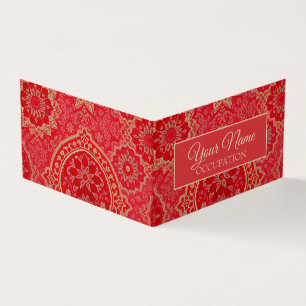 Patrón dorado rojo ORIENTAL - Tarjeta de visita