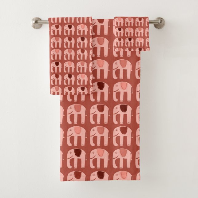 Patrón elefante rosa rojo (In situ)