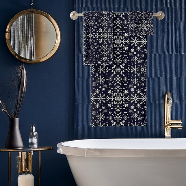 Patrón elegante de copos de nieve de plata y azul (Subido por el creador)