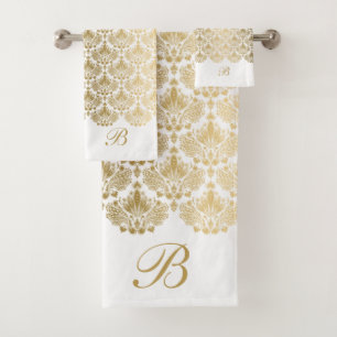 Patrón elegante de damascos florales dorados y bla