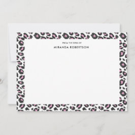 Patrón elegante de leopardo, tarjetas de notas ros