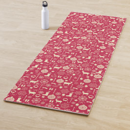 Patrón elegante de Navidades rosados | Yoga Mat