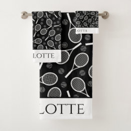 Patrón elegante de raqueta de bolas de tenis negro