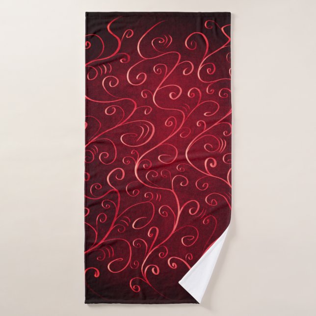 Patrón elegante de Swirl Rojo (Toalla de baño)
