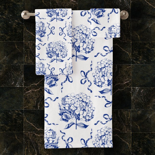 Patrón elegante de tocador azul preppy Hydrangea B (Subido por el creador)