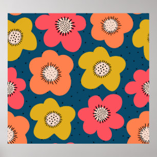 Patrón escandinavo floral audaz: decoración sin fi