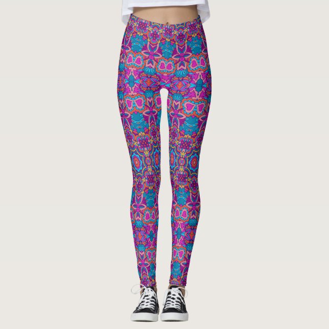 Patrón étnico sin foco Mujeres Leggings (Anverso)