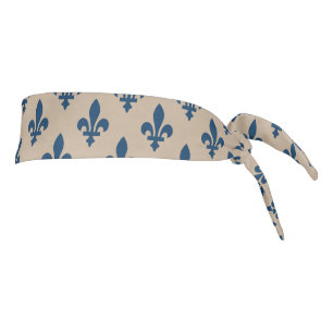 Patrón Fleur de Lis, azul francés real en crema