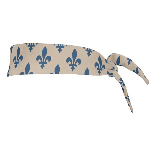 Patrón Fleur de Lis, azul francés real en crema (Girar 90)