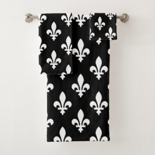 Patrón Fleur de Lis, francés real, blanco sobre ne