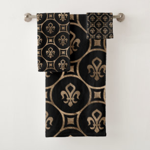 Patrón Fleur-de-lis - Negro y oro