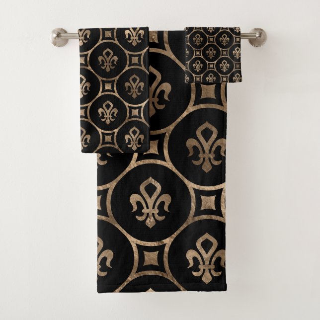 Patrón Fleur-de-lis - Negro y oro (In situ)