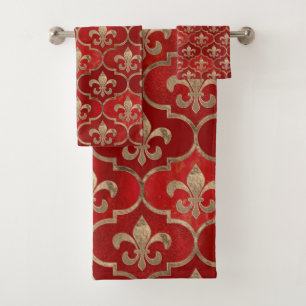 Patrón Fleur-de-lis rojo de lujo