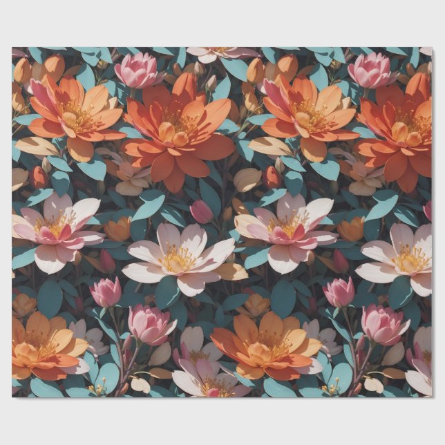 Patrón floral 5 | Papel de envolver (Superficie plana)
