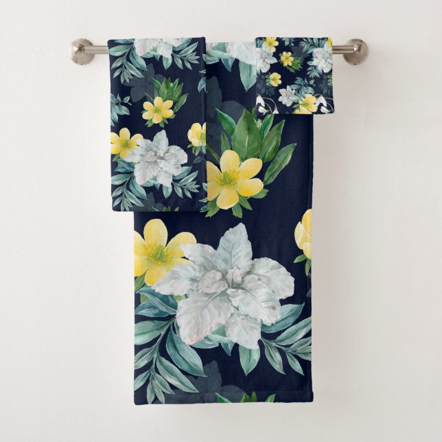 Patrón floral amarillo y gris (In situ)